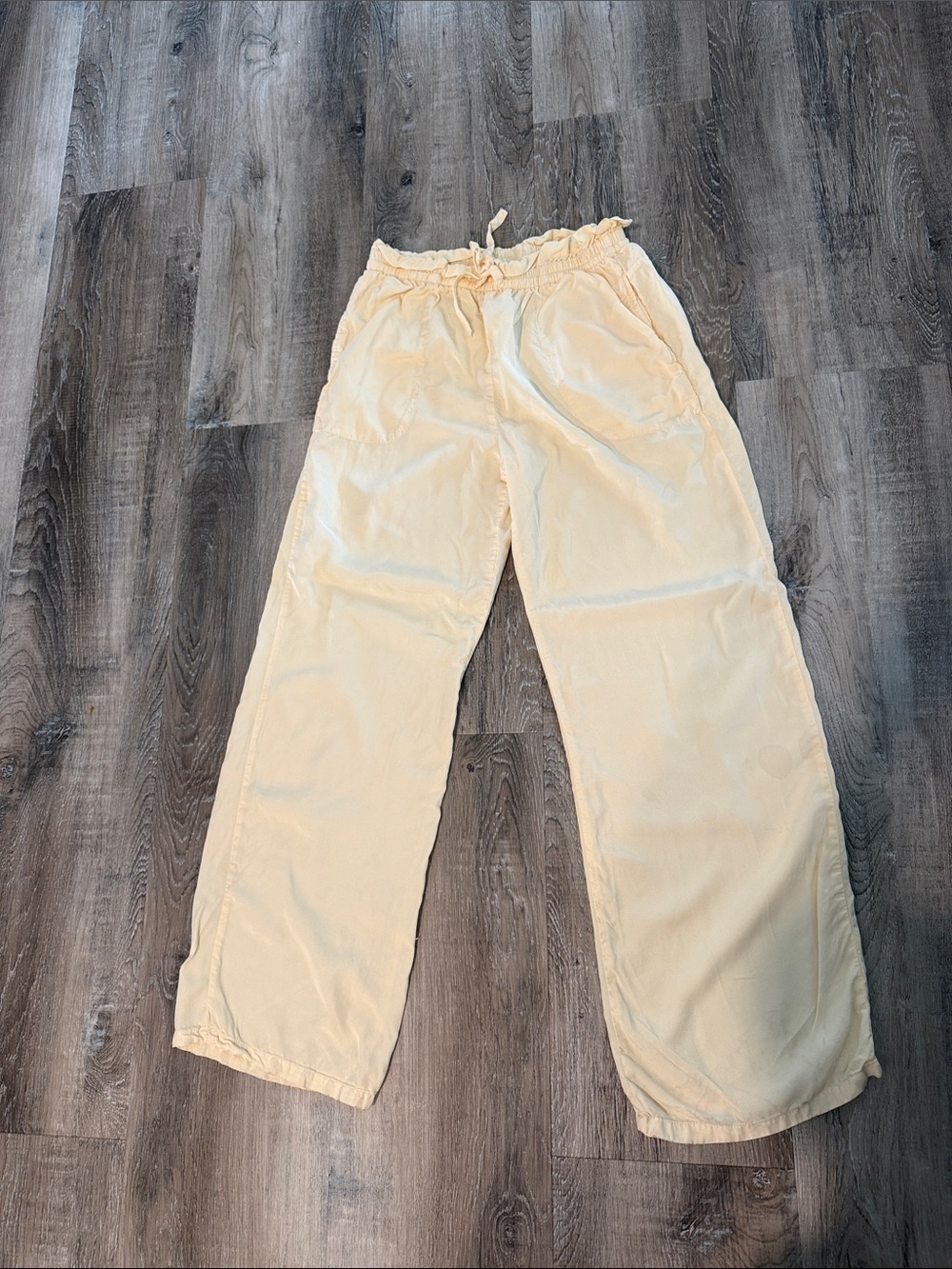Love Tree Light Yellow Drawstring Wide-Leg Pants sz m